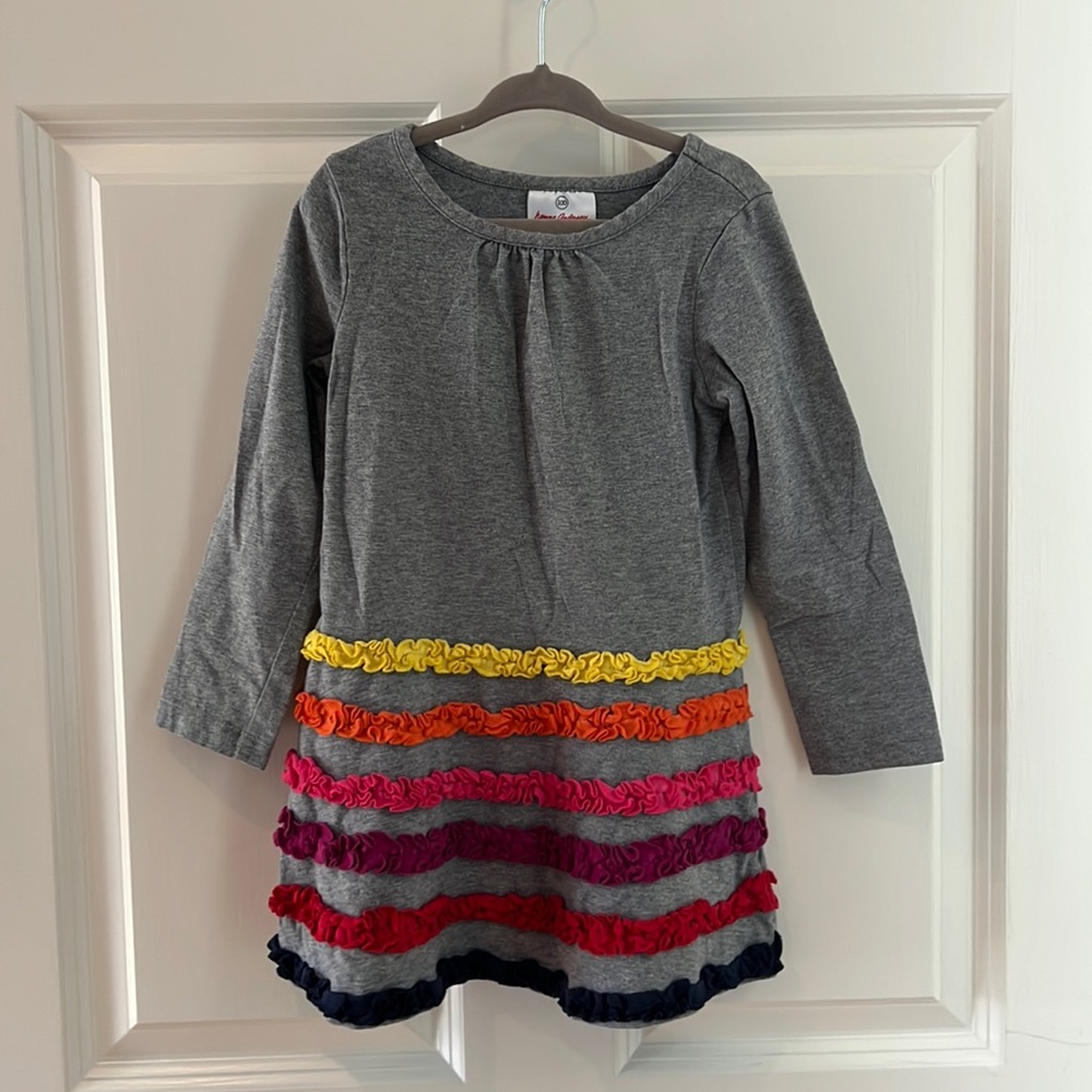 Hanna Andersson rainbow ruffle dress w/matching tights